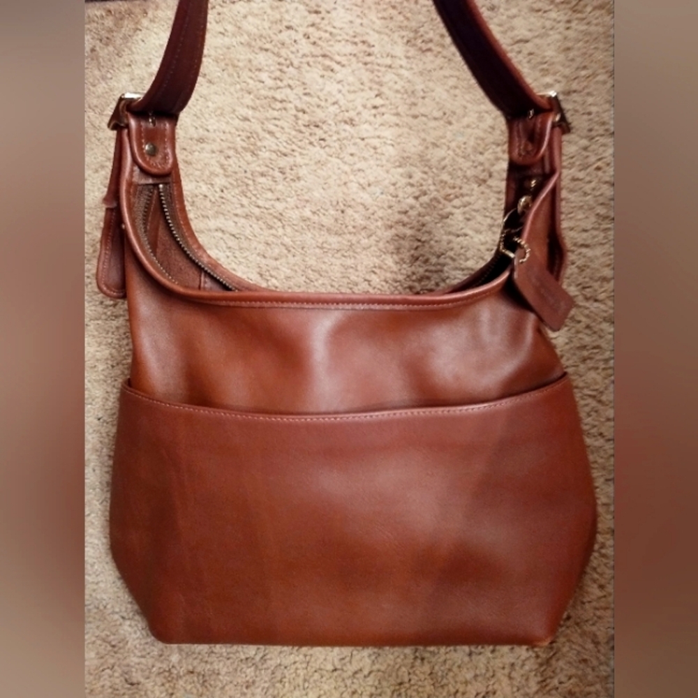 Coach bag medium size brown leather & suade